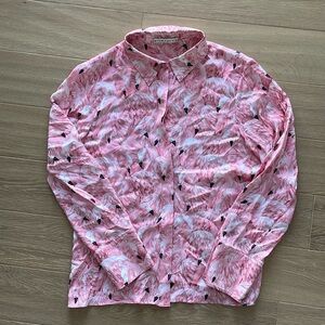Alice + Olivia pink flamingo print shirt/blouse